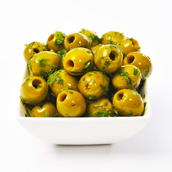 Basil & Garlic Pitted Olives
